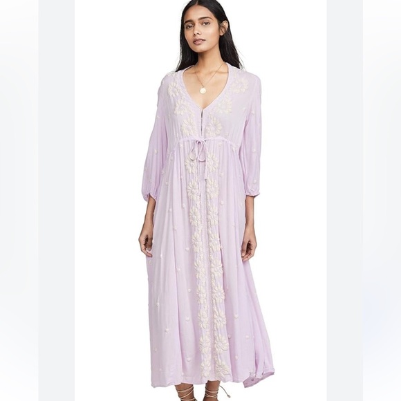 Free People Embroidered Fable Midi Dress- Lilac Blossom Combo - Picture 1 of 4
